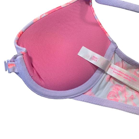 Pink Victoria’s Secret Wear Everywhere Push Up Bra Floral Size 32B - Picture 5 of 8